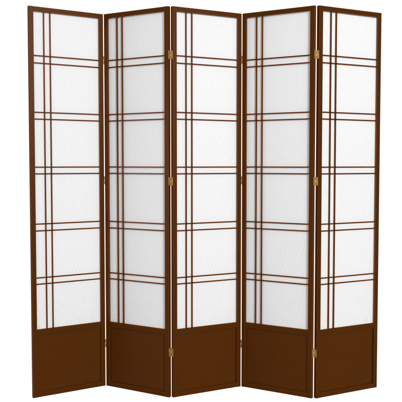 Cloison pliante Keitez, 5 panneaux, Noyer