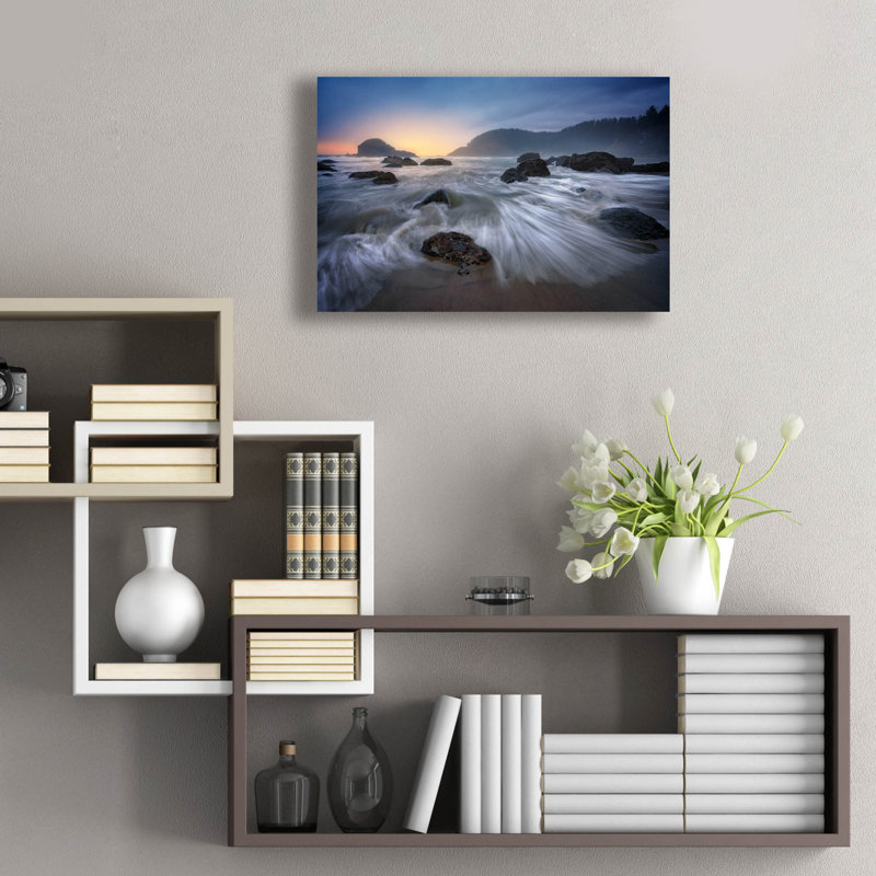 Art mural en verre Highland Dunes «Ecola Mist» par Rick Berk, H 16 po x l 24 po x P 0,2 po