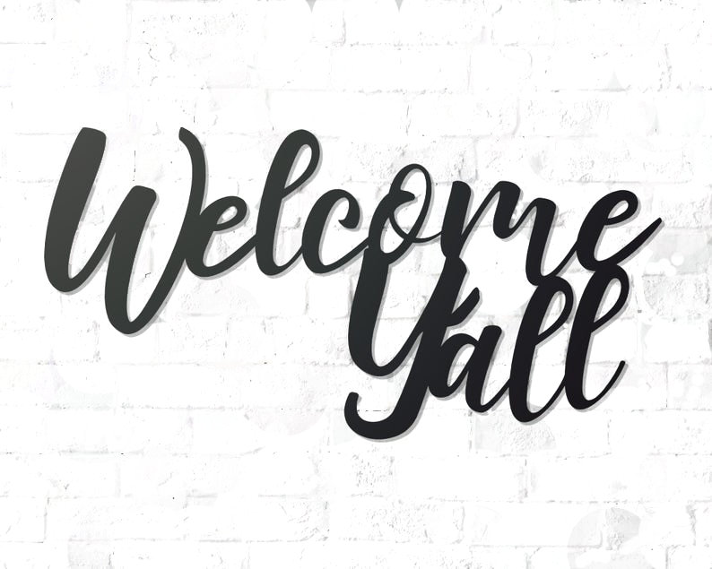 Welcome Y'all Wall Décor, 12" H x 24" W x 0.06" D