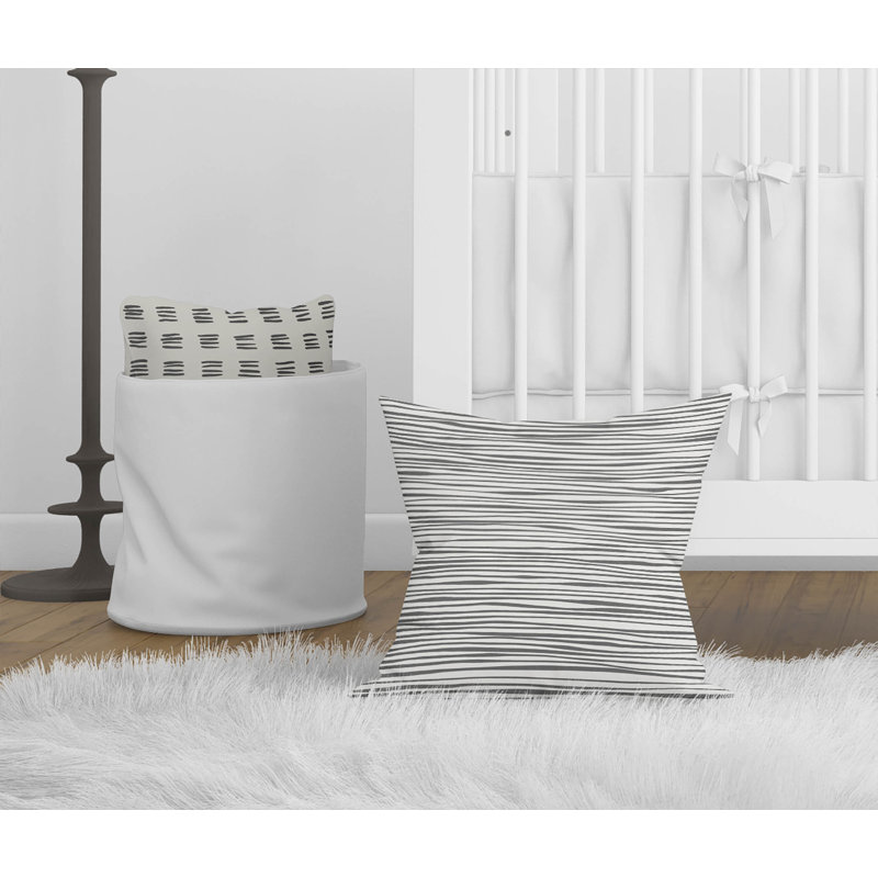 Coussin Thick N Thin, Ivoire/gris anthracite, H 18 po x l 18 po