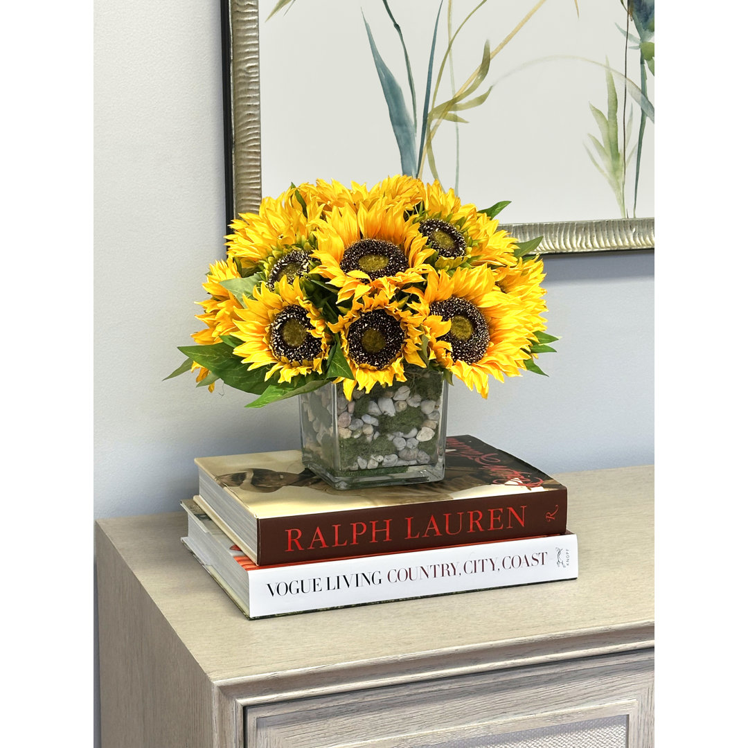 Cummins Sunflower Floral in Vase Laurel Foundry Modern Farmhouse® Flower 