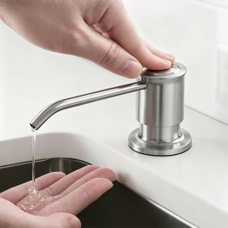 Sink Soap Dispenser Brushed Nickel,Soap Dispenser for Kitchen Sink Stainless Steel pump with 17 OZ Large Soap Bottle