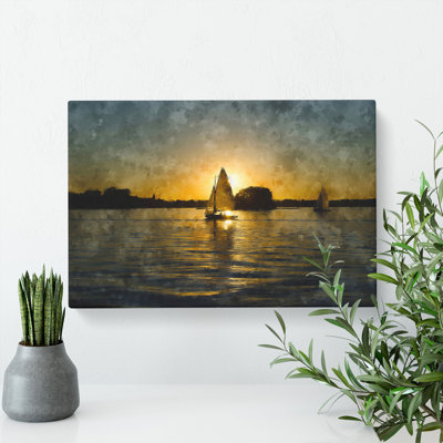 Sailboats On The Lake - Wrapped Canvas