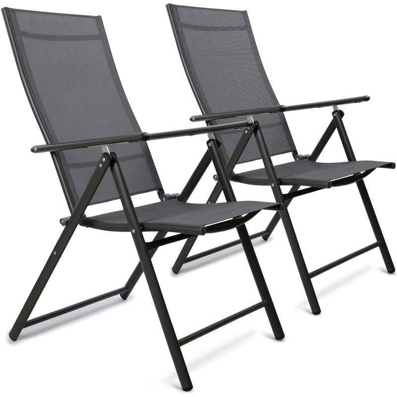 Moheez Folding Garden Chairs with 7 Reclining Positions, Grey