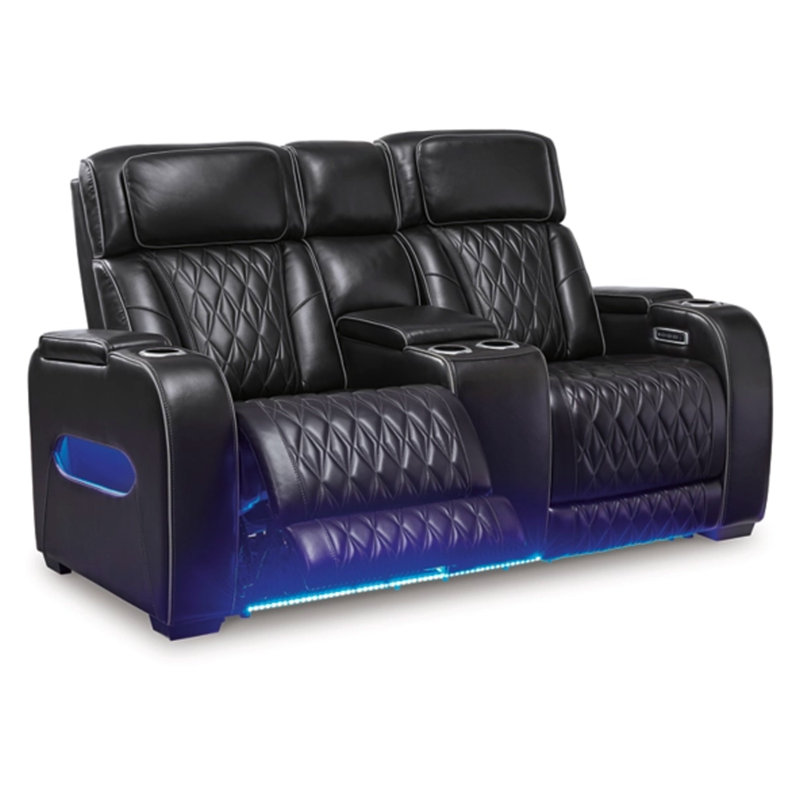 Causeuse inclinable électrique avec console Boyington, H 44,5 po x l 75 po x P 40 po, Noir