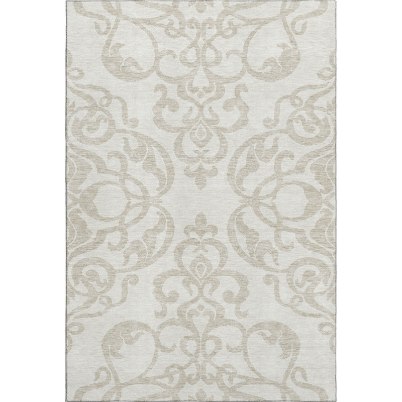 Premium Machine Washable Prisco Ivory Rug, Rectangle 8' x 10'
