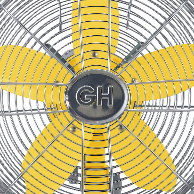 Yellow and Silver 12" Metal Oscillating Retro Table Fan