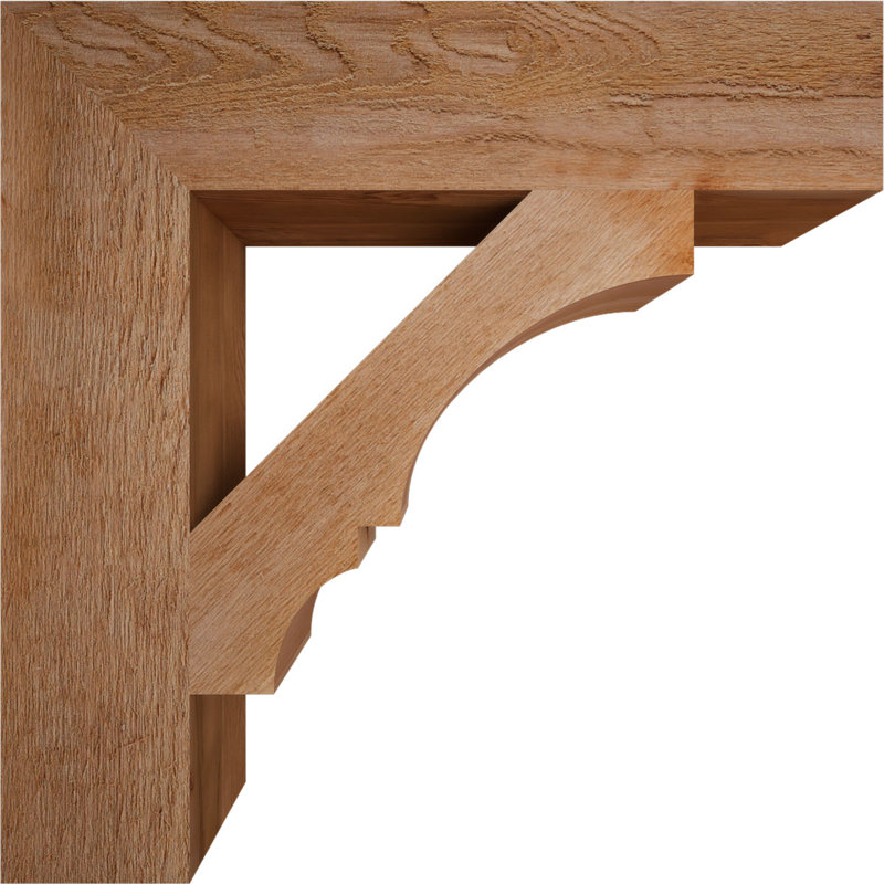 Balboa H W D Wood Bracket / Corbel, Rough Sawn Western Red Cedar, 6" W x 28" D x 28" H