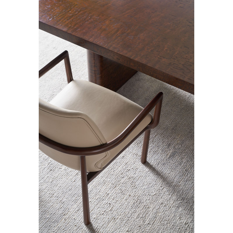 Kesden 19.25'' H Leather Upholstered Beech Armchair, Pyramid Brown