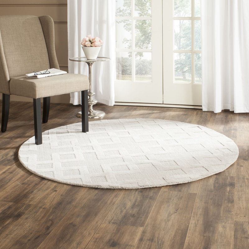 Tapis tissé à la main en laine gris Bradlee, Rond 5 pi
