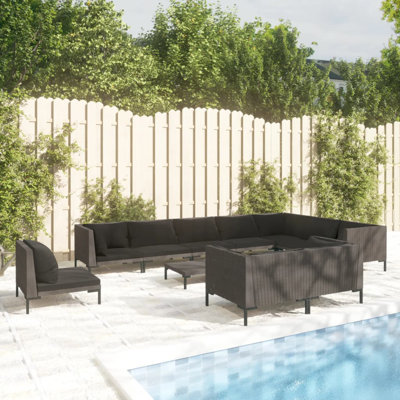 Ebern Designs 11 Piece Garden Lounge Set With Cushions Poly Rattan Dark Grey