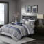 Ensemble d'édredon jacquard bleu marine 7 pièces - Literie luxueuse