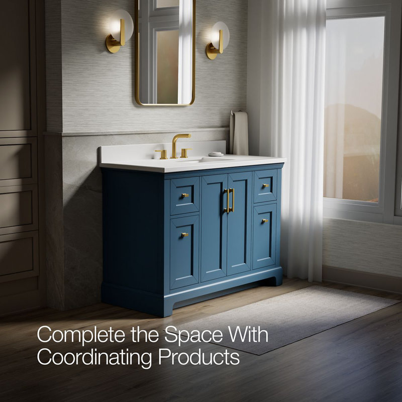 Charlemont 48 In. Bathroom Vanity Cabinet With Sink And Quartz Top, Tidal Blue
