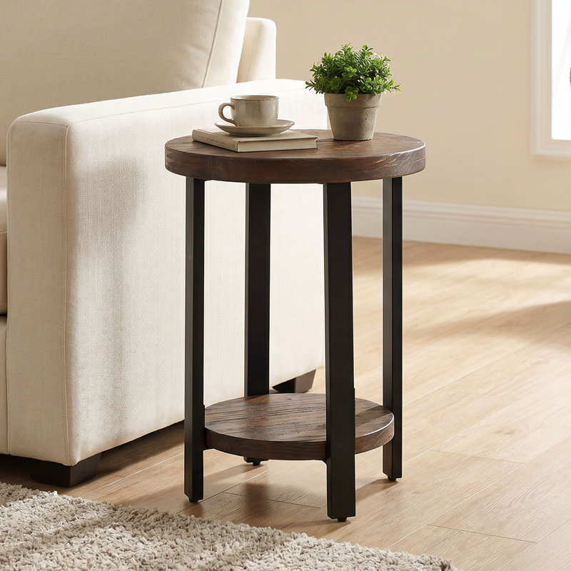 Pomona 20" Round End Table with 2 Shelves