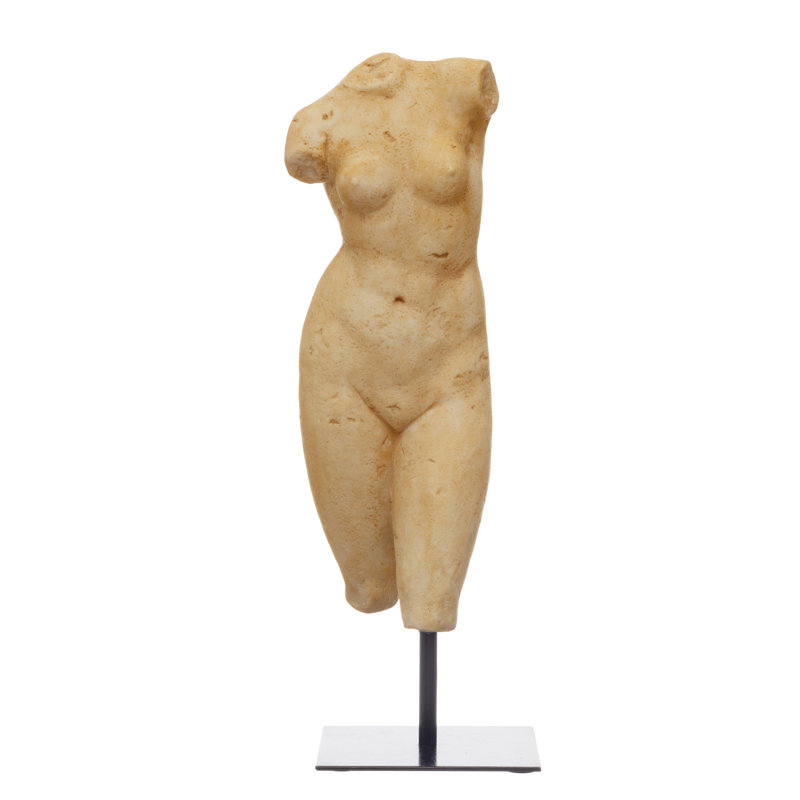 Resin Female Body Figure on Metal Stand, Brown