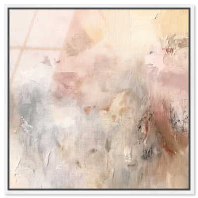 Smeared Codex (V) Framed High-Gloss Acrylic Glass Wall Art Minimalist Abstracts by Art Remedy, White Frame, 24 x 24