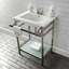 Lavabo console Kingston en céramique Sheridan 24 pouces avec pieds en acier inoxydable et tablette en verre (3 trous) Kingston-54822237-54822238
