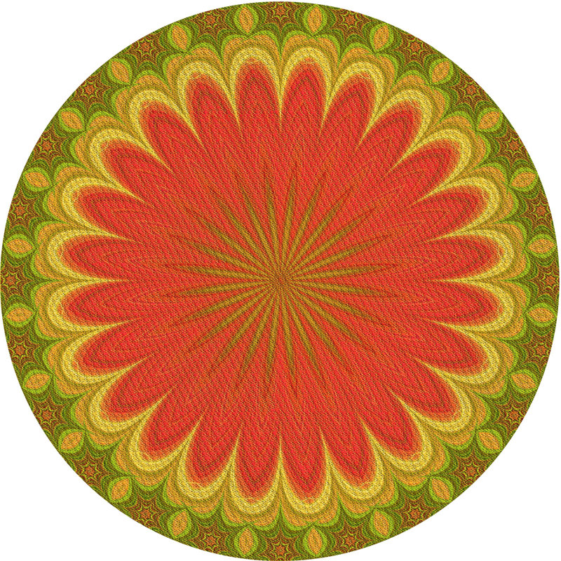 Tapis jaune tissé à la machine, Rond 6 pi