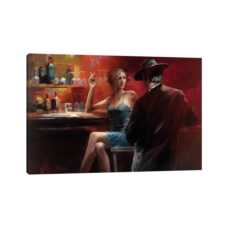 Evening In The Bar II by Willem Haenraets - Wrapped Canvas Painting, 20.32 cm H x 30.48 cm W