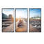 Cargo train plateforme avec contenant - ensemble d'art mural sur toile encadré paysage de 3-50079793-50079798