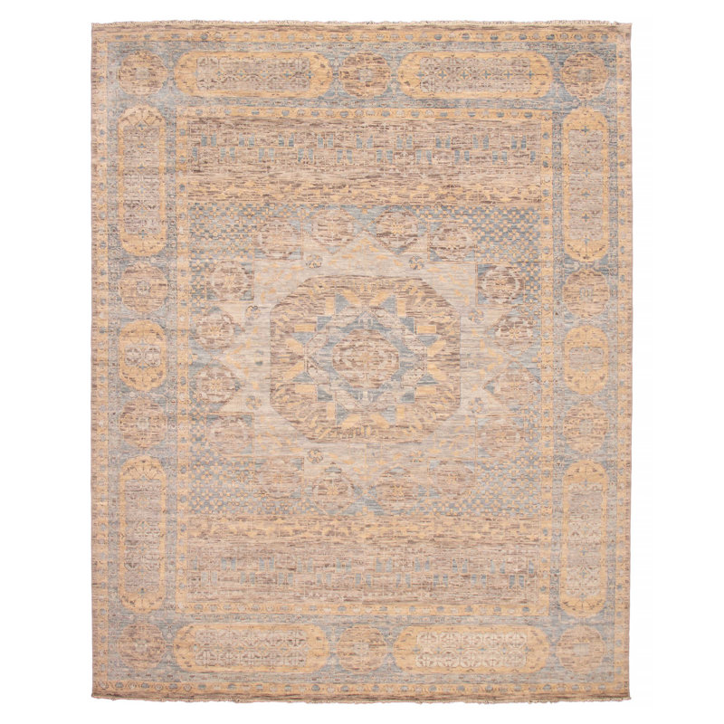 Tapis bleu clair noué à la main unique 12 pi 1 po x 15 pi 0 po One Of Kind