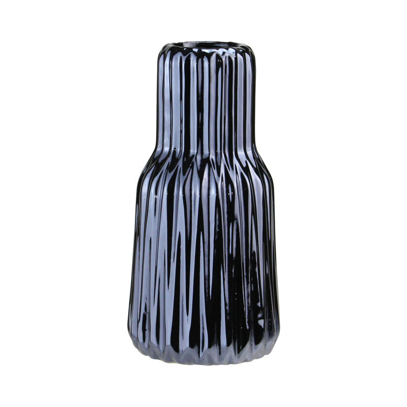 Grand porte-bougie en céramique bleu marine 7 po