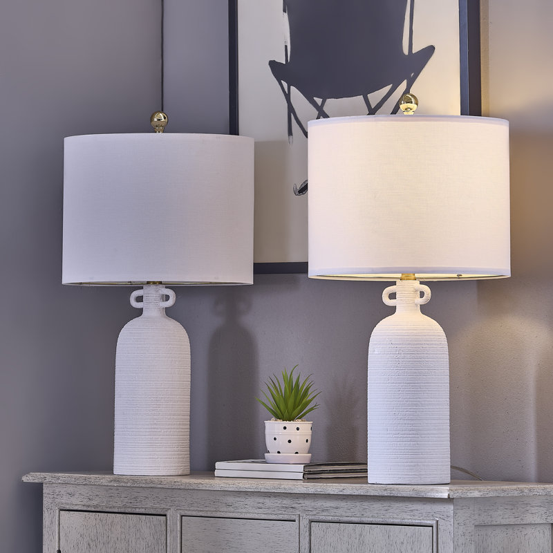 24'' White Ceramic  Table Lamp (Set Of 2)