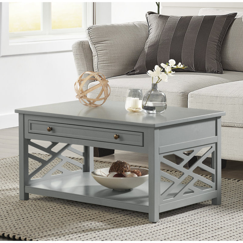 Four Leg Coffee Table with Storage, Grey
