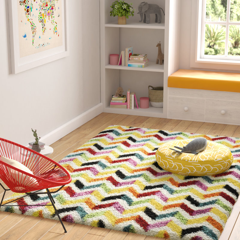 Sgk-Shag Kids Performance Chevron Rug, Rectangle 4' x 6'