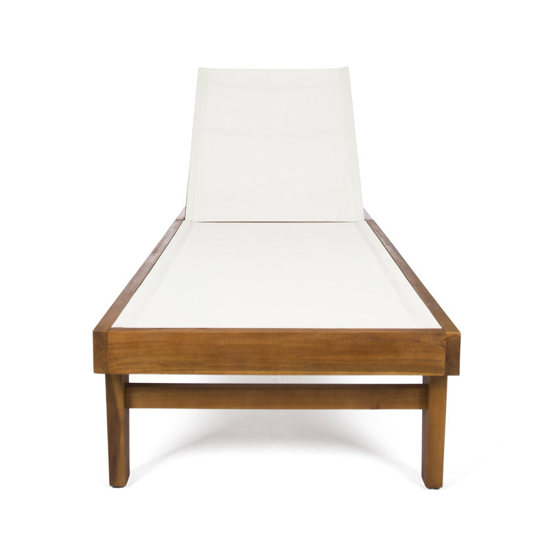 Stylish Beach Chaise Lounge With White Mesh And Wood For Patio - Construction
