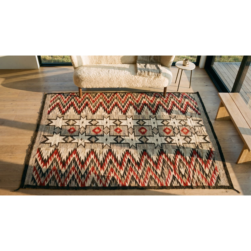Wool Small Scatter Size Rectangle American Navajo Gray Flat Weave Antique 1920s Rug
