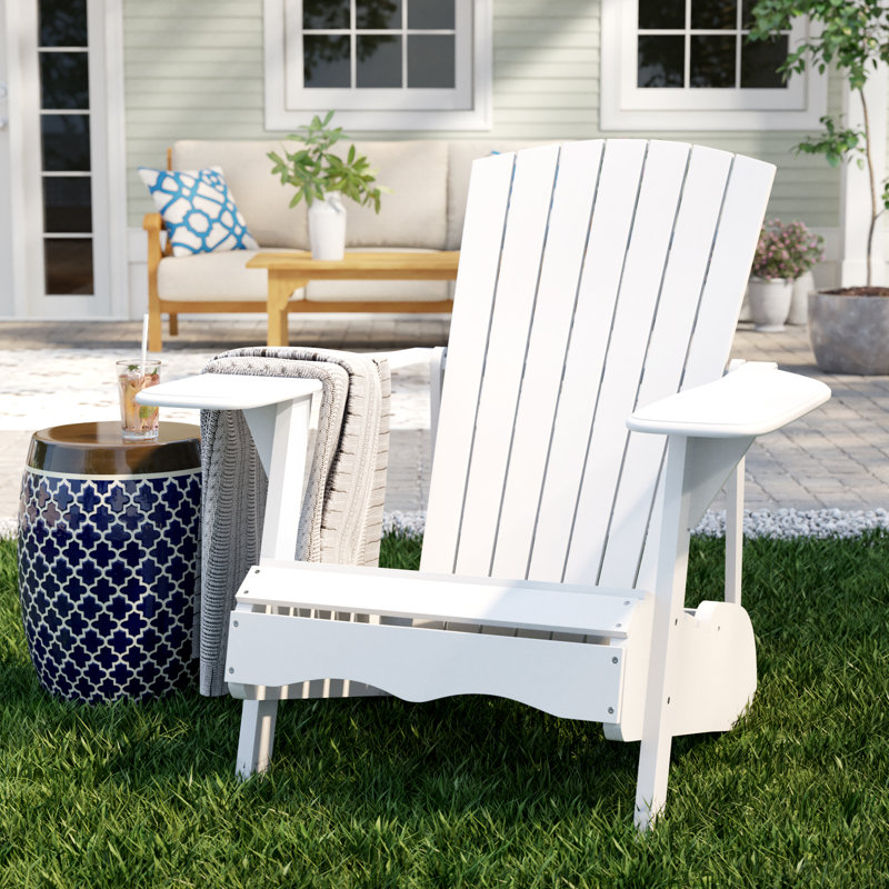 Melida Acacia Outdoor Adirondack Chair, White