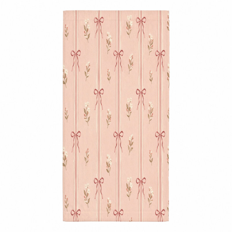 1Pièce de serviette de plage à arc et à motif floral, avec de charmants arcs roses délicates fleurs blanches sur un fond rayé pastel. Microfibre à séchage rapide, parfaite pour les voyages, le camping et les unisexes.