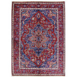 Hand Knotted Wool Area Rug in Blue And Red