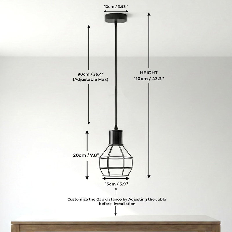 1 - Light Black Caged Pendant, No