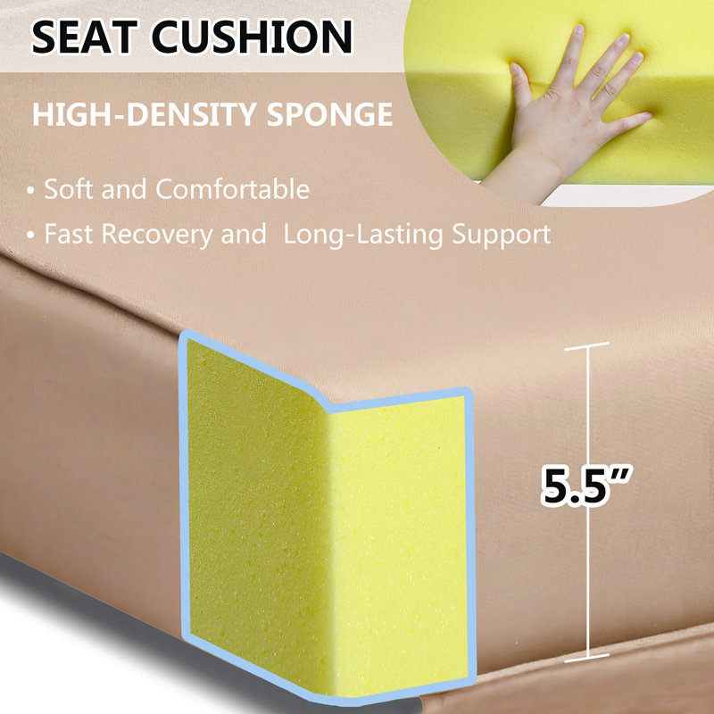 Outdoor T-Cushion Recliner Slipcover, Khaki Polyester Blend
