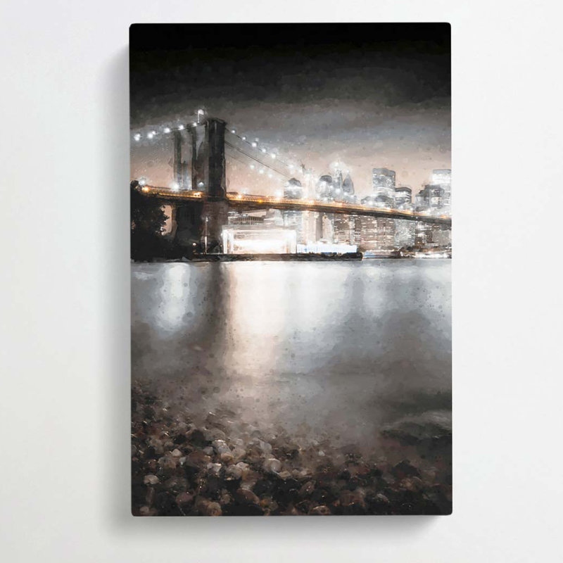 Brooklyn Bridge New York City Abstract Art - Wrapped Canvas, 50cm H x 35cm W x 3cm D