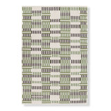 Static Geometric Area Rug in Green/Ivory