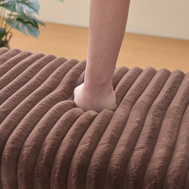 30.7"Wide Upholstered Ottoman Coffee Table Foot Rest With Metal Legs,Footstool With Wooden Open Storage Shelf, Brown