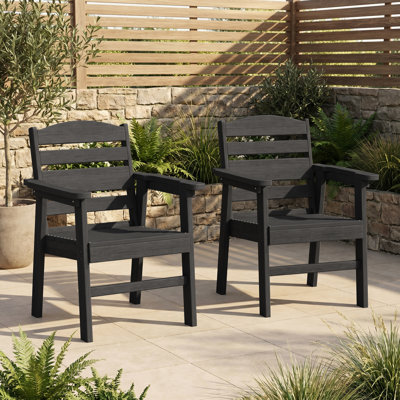 HDPE Outdoor Dining Chair Stackable, Weather-Resistant Patio Chairs with Ergonomic Curved Backrest