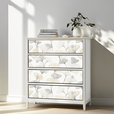 Peel and Stick Wallpaper Contact Paper Elegant Ginkgo Leaf Neutral Tones Botanical Self Adhesive and Removable 17.7in x 118in(45x300cm)