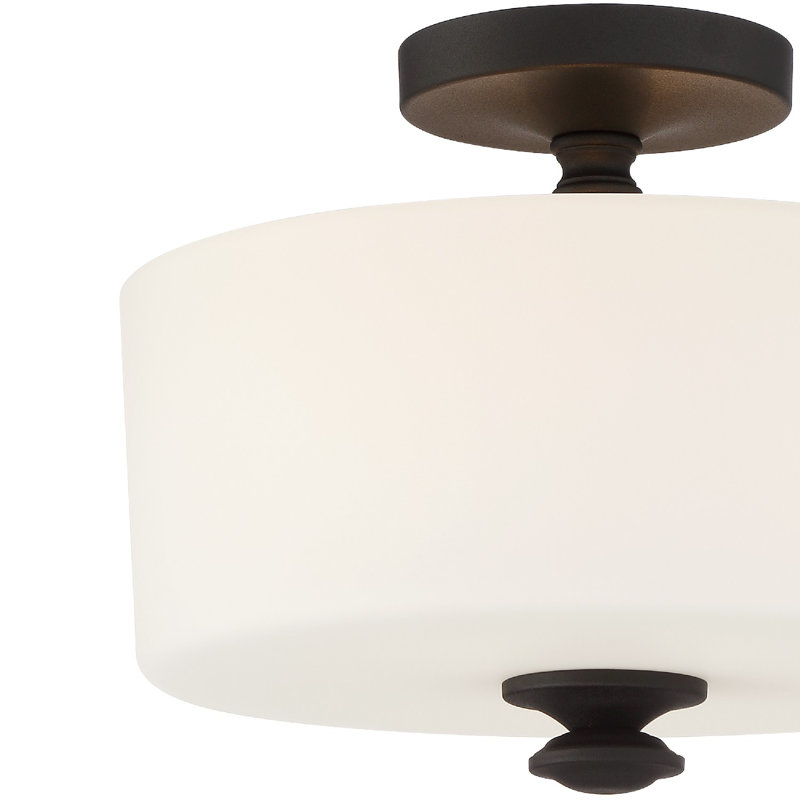 Plafonnier semi-encastré 2 lumières 12,5 po Nula, Forgé noir