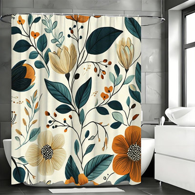 Rideaux de douche Ã  motifs floraux avec crochets inclus