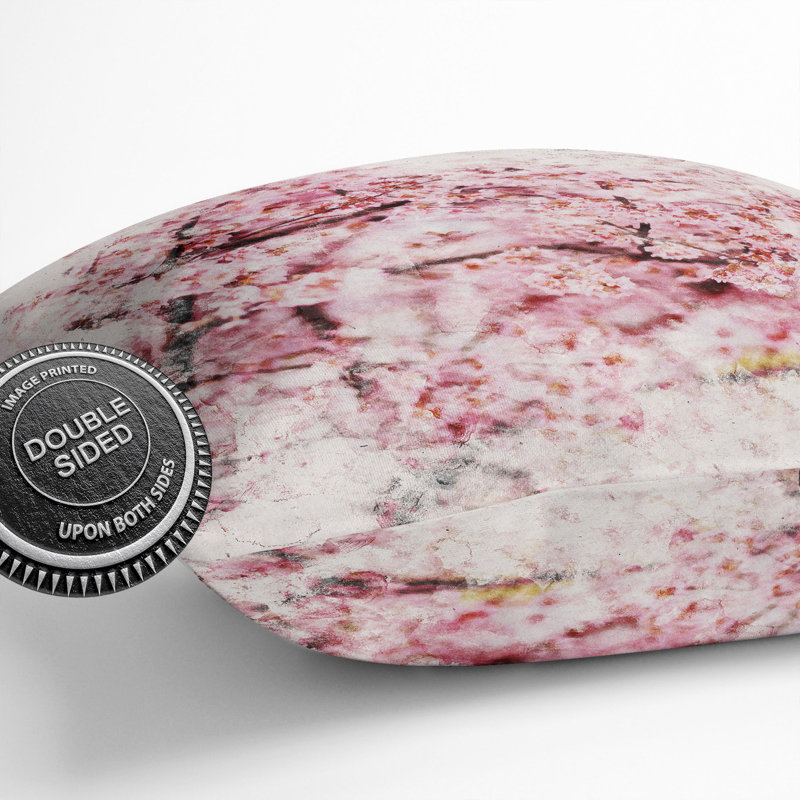 Pink Cherry Blossom Flowers Vol.3 Scatter Cushion, Grey/Pink/Purple, 55cm H x 55cm W x 20cm D