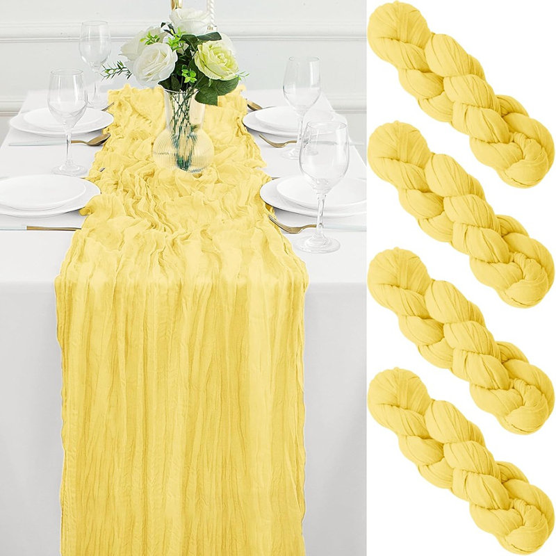 Chemin de table en gaze Cheesecloth, 120" L x 108" W, Jaune clair