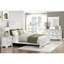 Structure de lit grand format au fini blanc, superbe design à panneaux, tête de lit et meubles de chambre à coucher, sommier requis avec élégance-130150005