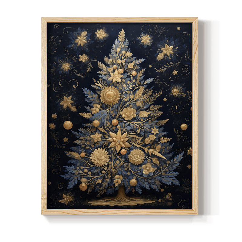 «Christmas Holiday Art DCXLV», reproduction d'art encadrée - bois massif, H 15 po x l 12 po, Naturel