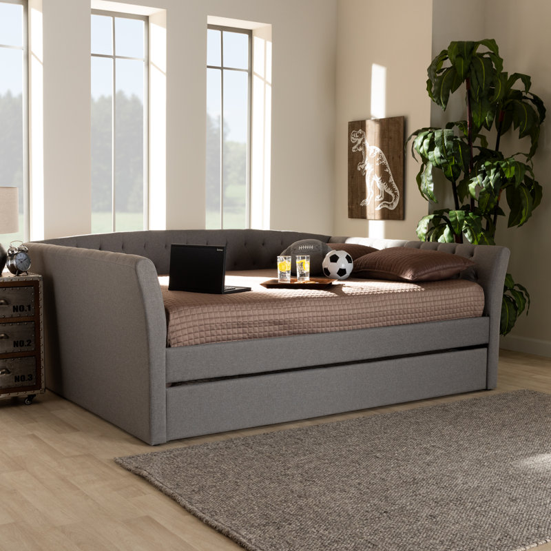 Lit de jour avec couchette Eppie, Gris clair, Lit double