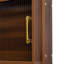 Buffet de cuisine avec 2 portes coulissantes en verre rayé, armoire de rangement autoportante pour bouteilles, vin, machine à café, four à micro-ondes, etc.