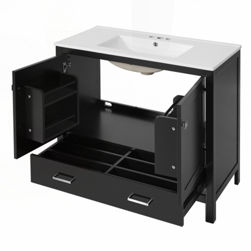 36" Bathroom Vanity with Ceramic Sink, Black